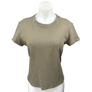 Wat. The Brand Women's Khaki Knit Short Sleeve Pullover Tee T-Shirt Tee Top XL